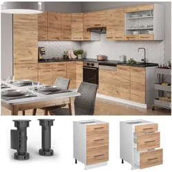 Vicco Schubunterschrank Küchenschrank Küchenmöbel Fame-Line Weiß Eiche modern 50 cm Küche Einbauküche Drehtür Blende Küchenzeile