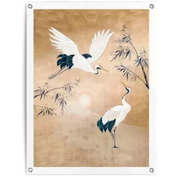 Poster REINDERS "Kraniche in Gold", gelb (farbe bild(er): gelb), B:60cm H:80cm T:0,1cm, Leinwand, Bilder