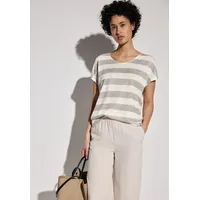 STREET ONE Damen A322701 Gestreiftes T-Shirt, Dark Moonstone Sand, 34 - 34