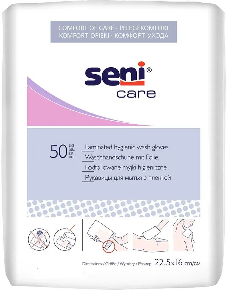 Seni Care Waschhandschuhe foliert a 50 Stück, 1 Packung