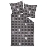 JANINE J.D. Mako-Satin Rauten Karo Grau 155 x 220 cm + 80 x 80 cm