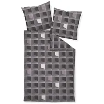 JANINE J.D. Mako-Satin Rauten Karo Grau 155 x 220 cm + 80 x 80 cm