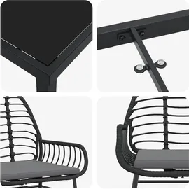 vidaXL Garten Essgruppe 5 pcs Schwarz Poly-Rattan