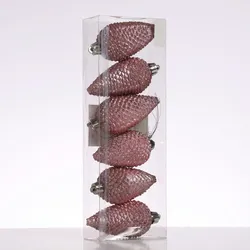 MARELIDA Christbaumschmuck Baumschmuck Tannenzapfen bruchfest glitzernd H: 8cm rosa 6St.