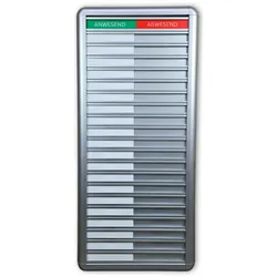 CombiCraft Anwesendheitstafel bzw. Abwesenheitstafel "Anwesend-Abwesend" in einem silberfarbenen Aluminiumschiebeprofil für 20 Personen - 257 x 580 mm