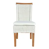 Esszimmer Stuhl Rattanstuhl Essstisch Stuhl weiß Perth Rattan mit Sitzkissen