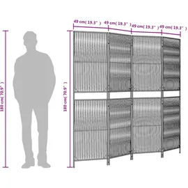 vidaXL Paravent 4-tlg. Grau Poly Rattan