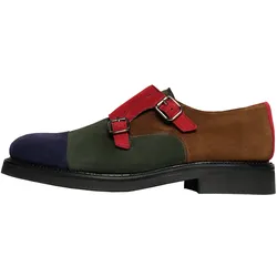 Slipper HENRY STEVENS "Barkley CDM Businessschuh", Herren, Gr. 41,5, bunt (grün, blau, braun, rot), Leder, elegant, Schuhe Business-Slipper Monkschuh Schnallenschuh, Herren Slipper Lederschuhe handgefertigt, Anzugschuhe