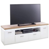 MCA Furniture TV-Lowboard CALI, Weiß, Eiche Dekor - B 156 cm - 2 Türen