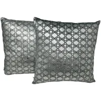 Jet-Line 2-er Set Dekokissen Raute Petrol/Silber 40x40 cm Indoor