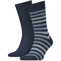 TOMMY HILFIGER Herren Socken, 2er Pack - Duo Stripe Sock, Strümpfe Blau 43-46