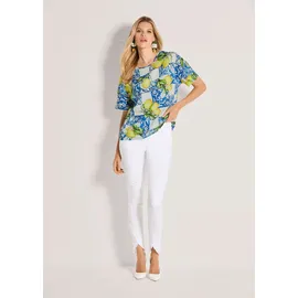Madeleine Kurzarmbluse mit mediterranem Print Blau 40