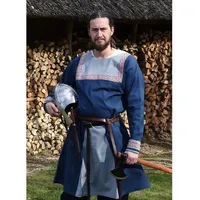 Battle Merchant Wikinger-Kostüm Wikinger Tunika Halvar mit Stickerei, blau S blau S | S