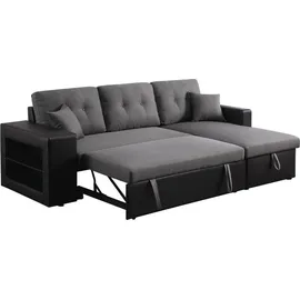 Habitat et Jardin Ecksofa reversibel mit Schlaffunktion Axel - 3-Sitzer - Schwarz / Schwarz/Grau