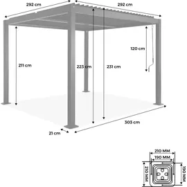 sweeek Bioklimatische Pergola Palace 3 x 3 m grau