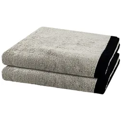 Cawö Lifestyle Splash 2er Set Duschtuch Platin / schwarz Schwarz 