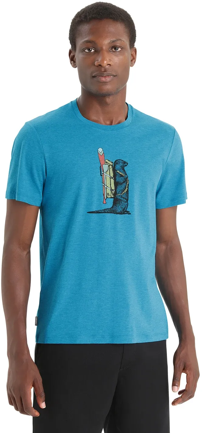 Icebreaker Wander-Tshirt Central Classic II SS Otter Paddle (50% Merino, Stoffstärke 150 Ultralight) blau Herren