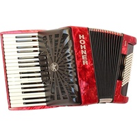 Hohner Bravo Line Facelift III Chromatisches Piano-Akkordeon mit Tasche 72 Bass rot