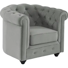 vente-unique Sessel Chesterfield Samt 3-Sitzer + 2-Sitzer 75 x 71 x 70 cm Silber