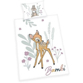 Herding Disney ́s Bambi Bettwäsche-Set, Baumwolle Leinen, Mehrfarbig, 40 x 60 cm, 100 x 135 cm