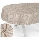 ANRO Tischdecke aus Stoff UNI Farben wasserabweisend Tischtuch Tischwäsche (Einzelstück 1-tlg), mit Acryl Beschichtung beige|grau Oval | 140 cm x 160 cm x 0.31 mm