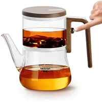 Biomatea Glas Teekanne – 760 ml Borosilikatglas Teekanne & integriertem Filter | Innovativer Abflussmechanismus | Hitzebeständig & lebensmittelecht, Tee Kanne Glaskanne