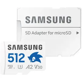Samsung Sonic the HedgehogTM 512 GB 180 MB/s Lesen, 130 Schreiben, MicroSD mit SD-Adapter, Mehrfarbig
