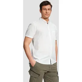 s.Oliver Regular Fit: Kurzarmhemd mit Struktur-Streifen und Button-Down-Kragen - weiß - S