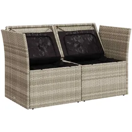 vidaXL Gartensofa mit Kissen 2-Sitzer Hellgrau Poly Rattan