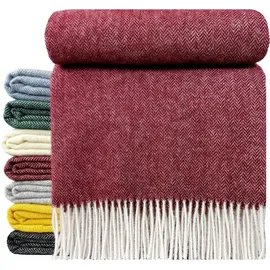 STTS Wolldecke "TIROL A" 100 % Wolle, 140 x 200 cm in versch. Farben, STTS rot