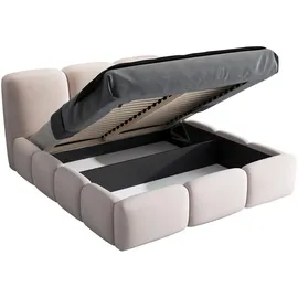 mebloland Polsterbett STAR 140 x 200 mit Matratze und Bettkasten. Farbe: Grau - Grau