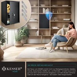 Kesser KESSER® Möbeltresor mit Doppelbartschloss, Safe Tresor Geldschrank Boden-Wandtresor Wandsafe 50x35x31cm ink. 2 x Schlüssel & Befestigungsschraube