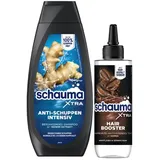 Schauma XTRA Anti-Schuppen Shampoo Intensiv (400 ml) bekämpft starke Schuppen, hilft bei juckender Kopfhaut & XTRA Hair Booster Tonic (200 ml) hilft Haarausfall vorzubeugen mit Koffein