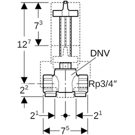 Geberit UP-Kugelhahn mit Befestigung, 3/4′′, pn 10 bar, - Neutral
