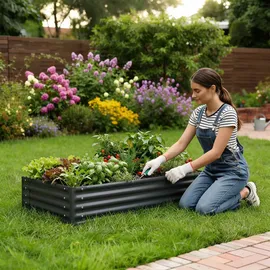 Tectake Hochbeet 120 x 60 x 30 cm Grau