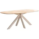 Esstisch HOME AFFAIRE "Vermont", beige (natur, weiß, natur), B:180cm H:77cm T:100cm, Tische, Esstisch, aus massiver Eiche mit robustem Metallgestell