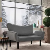 Schlafsofa Für 2 Personen Hone, Stauraum, Verstellbar, Armlehnen, 140x65 Cm, Grau