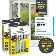 EasyMaxx Fliegengitter mit Pollenschutz 150 x 130 cm Grau