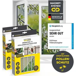 EasyMaxx Fliegengitter mit Pollenschutz 150 x 130 cm Grau