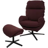 Mendler Relaxsessel HWC-L12 Stoff/Textil 0 x 0 x 0 cm Bordeaux mit Hocker