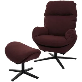 Mendler Relaxsessel HWC-L12 Stoff/Textil 0 x 0 x 0 cm Bordeaux mit Hocker