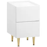 Woltu Nachttisch,, Weiß Hochglanz, Weiß, Holz PVC+Metall,