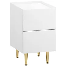 Woltu Nachttisch,, Weiß Hochglanz, Weiß, Holz PVC+Metall,