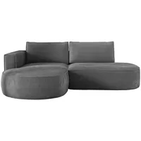Ecksofa mit Schlaffunktion PIANO, Cord Sofa 180x267 cm, Schlafsofa L-Form, Couch mit Bettkasten, Polsterecke, Wohnlandschaft - Grau PS60 Links - Grau