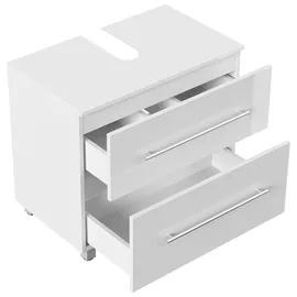 Posseik Waschbeckenunterschrank 2 Schubladen 70 x 63 x 41,6 cm Weiß Hochglanz