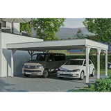 SKANHOLZ Skan Holz Carport Grunewald 622 cm x 554 cm mit Aluminiumdach Weiß