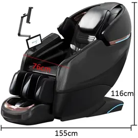 360Home Massagesessel 4D Kunstleder 76 x 116 x 155 cm Schwarz mit Heizfunktion