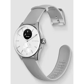 Withings ScanWatch 2 42 mm perlweiß/silber, Sport Flourelastomer-Armband grau/silber