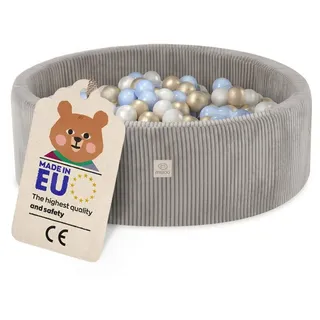 plush nest MISIOO Bällebad mit Schaumstoff-Füllung - 90x30cm - 200 Bälle für Bällebad - Hochwertige Bällebad Bälle für Kinder - Weiches und Sicheres S... - Beige