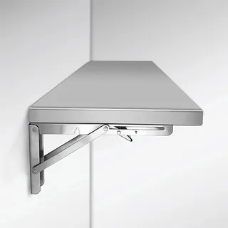 Wandtisch Klappbar Drop-Leaf-Wandklapptisch, Robuster Klapptisch Mit Edelstahl 304, Verdickter Klappständer, 0,8 Mm Dicke Oberfläche Aus Gebürstetem Edelstahl